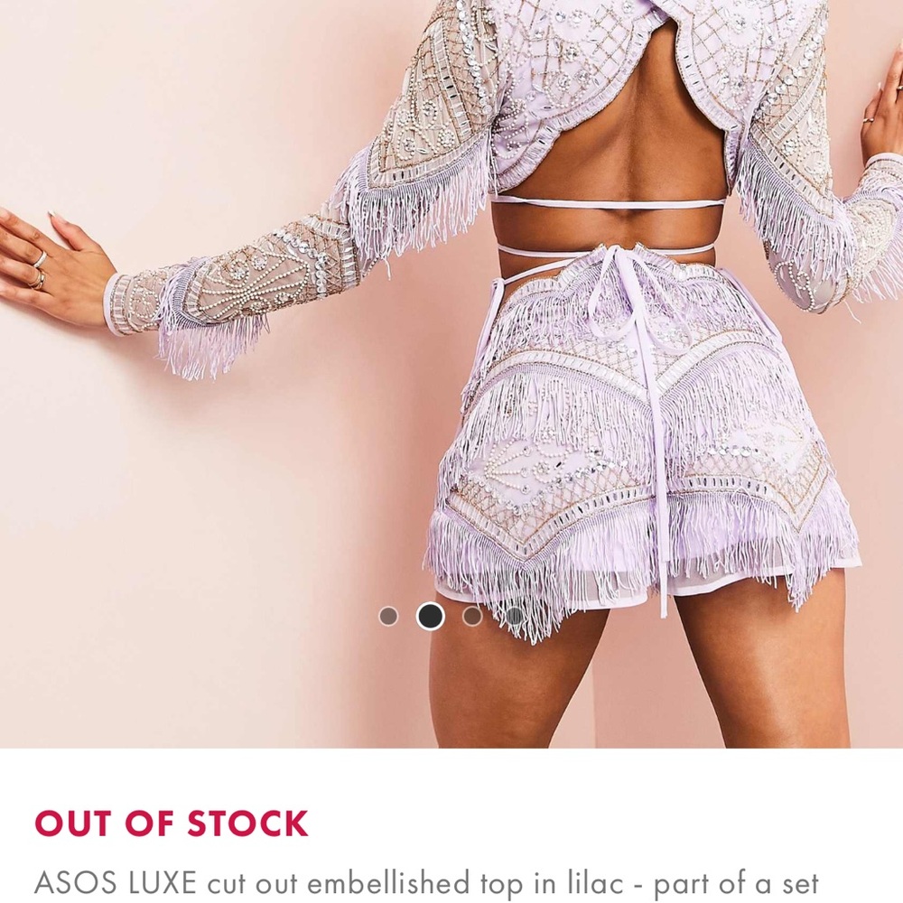 ASOS LUXE Lilac Embellished Top and Skirt Set